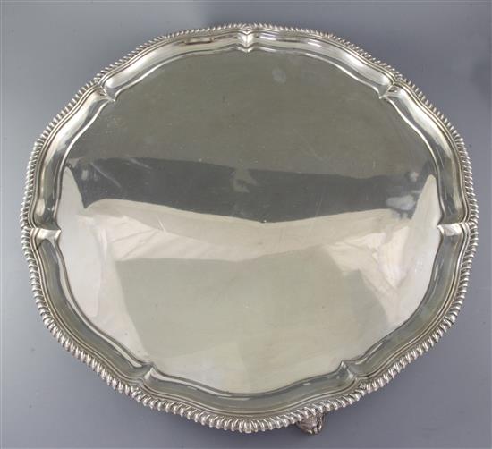 A large Edwardian silver salver by Elkington & Co, 110 oz.